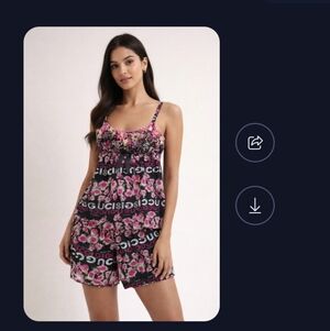 Gucci Camisole Set Monogram GG Logo's Embroidered Floral Blend Silk Sheer...